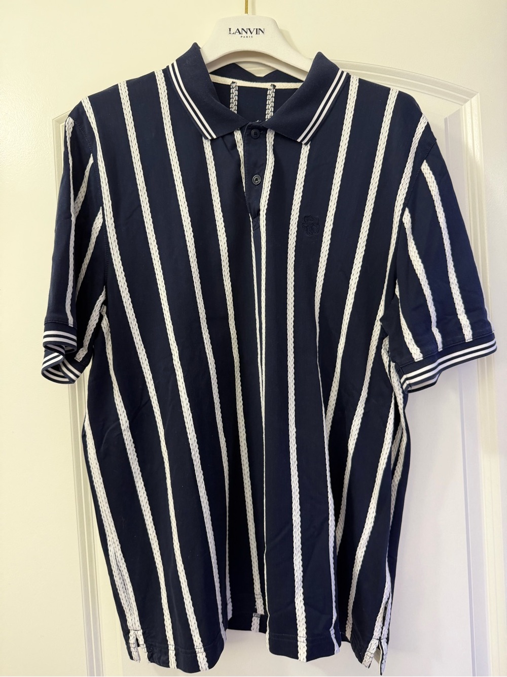 Ted Baker Navy & White Vertical Stripe Polo - Picture 5 of 8